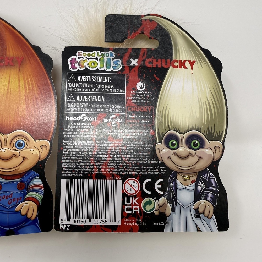 Good Luck Trolls X Chucky Chucky & Tiffany Figure Set 2pc Toy New Multicolor - Picture 6 of 6